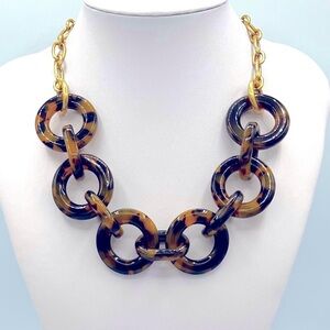 J. Crew Tortoise Link Necklace Lucite 20”